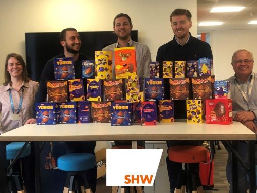 SHW delivers ‘wall of eggs’ to local charity Super Siblings