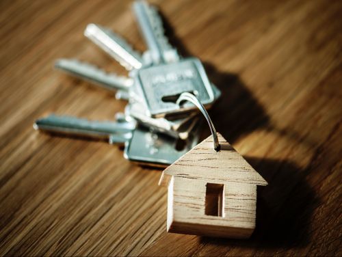 House keys with a house key chain